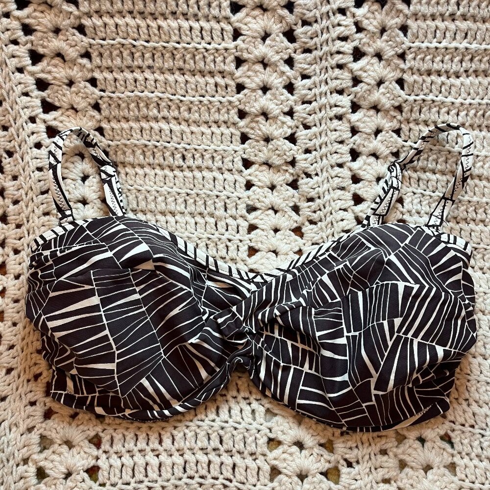 Fantasie Twist Front Bandeau Bikini Top Zurich Bourbon Pattern Sz 36 F altered